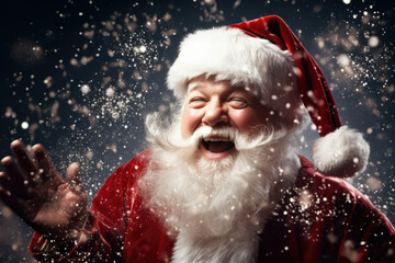 Man claus snow santa december christmas male xmas senior holiday merry person winter red