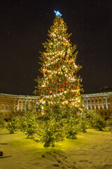 New Year Tree on Palace Square in Saint-Petersburg, Russia