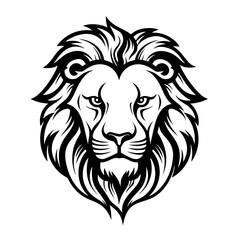 Vector illustration of a black silhouette lion Isolated white background. Icon bear side view profile.	