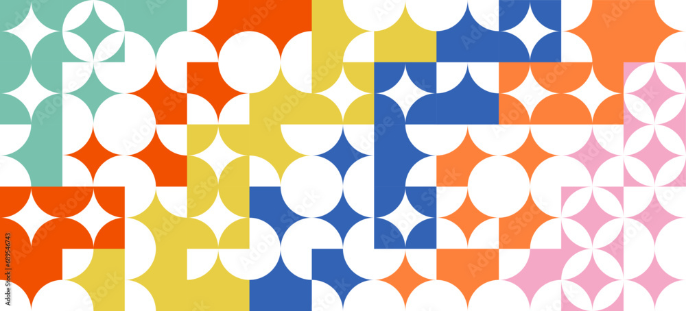 Poster geometric abstract background in bauhaus style. naive aesthetics of swiss design. vector illustratio