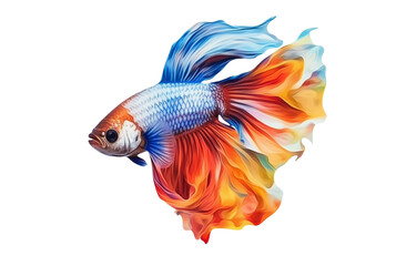 beautiful colorful betta fish isolated transparent background. generative ai