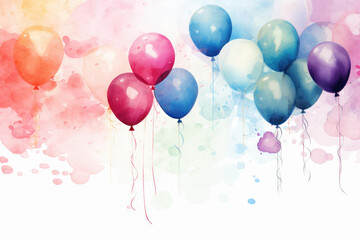 colorful balloons background with copy space. Generative AI.