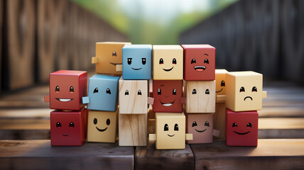 wooden blocks with smile