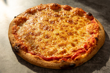 Pizza quattro formaggi, top view