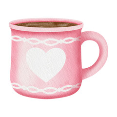 Watercolor Valentine pink coffee cup.