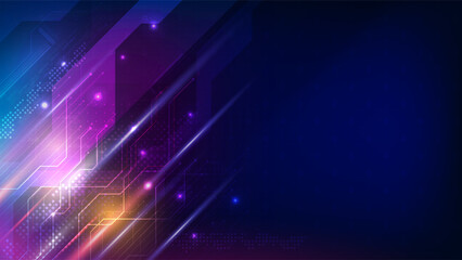 Abstract Futuristic Digital Technology Background with Light Effect, vector illustration