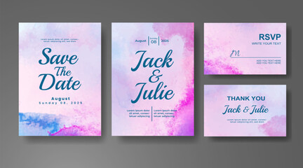 Wedding invitation with abstract watercolor background