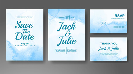Wedding invitation with abstract watercolor background