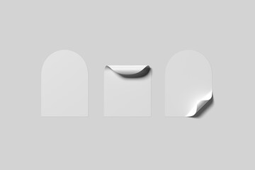 Three blank arch shaped stickers mockup