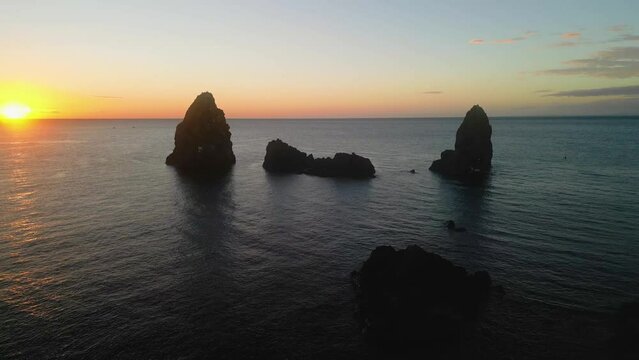 Aerial View of Aci Trezza Faraglioni at sunrise