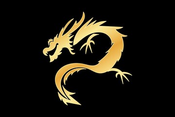 Golden dragon vector illustration, logo design 