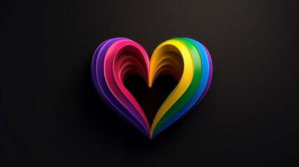 LGBT heart in rainbow colors. Diversity and equal rights. Black background.