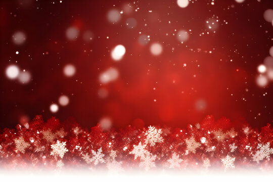 Glittering Red Snowflakes Adorning a Christmas Wallpaper Banner Format with Ample Copy Space for Xmas E-commerce and sales, and Offer Winter Elegance