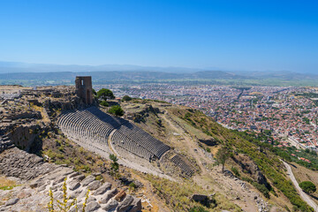 View point Amphitheater theater in Acropolis of Pergamon or Pergamum is Ancient Greek City, Museum...