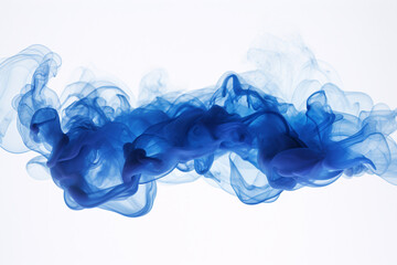 Abstract Blue Ink Swirl in Water on White Background