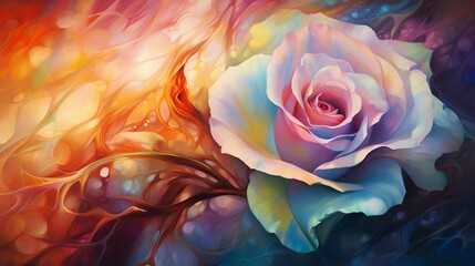 Multilayered Flower Painting Detail - obrazy, fototapety, plakaty