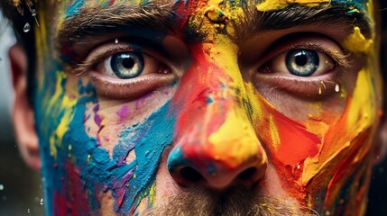 Man with Colorful Painted Face