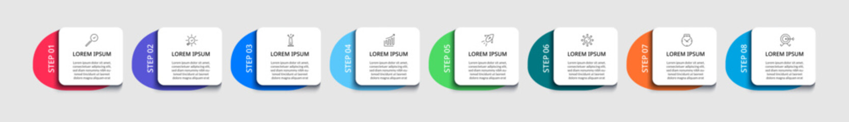 Obraz premium Vector Infographic design business template with icons and 8 options or steps. square design or diagram