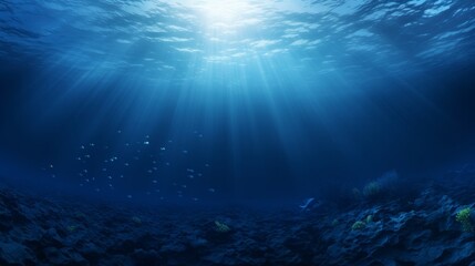 Fototapeta na wymiar Deep ocean blue background, conveying depth and sophistication for professional slides.