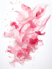 Abstract whirlwind with soft  pink petal flowers on white background