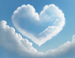 Heavenly Love: White Cloud Shaped Like a Heart Against the Blue Sky