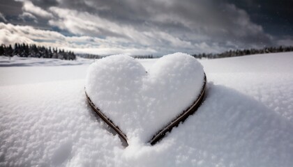 Frozen Affection: Heart Shaped in the Chill Embrace of Snow