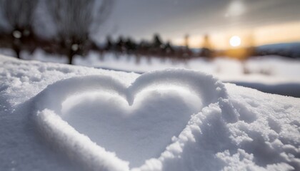 Obraz premium Frozen Affection: Heart Shaped in the Chill Embrace of Snow