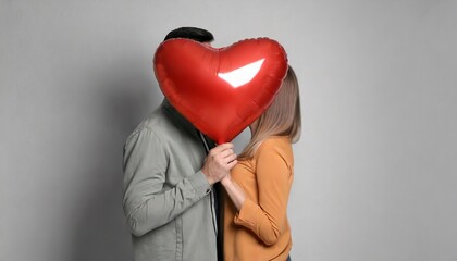 Couple kissing behind a Balloon