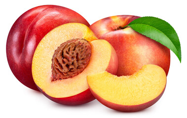 Red peach isolated on white background