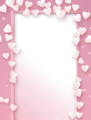 Abstract  frame with hearts on white background, cops space for text