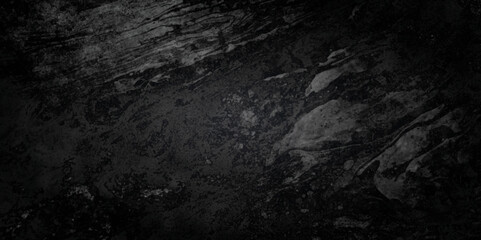 Abstract Dark black stone wall grunge aged rough blank backdrop texture background. monochrome slate grunge concrete wall black backdrop vintage marbled textured border background.