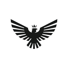 crown eagle logo vector icon illustration