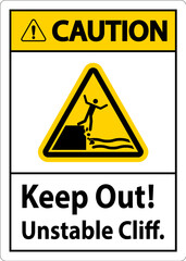 Caution Sign, Keep Out Unstable Cliff