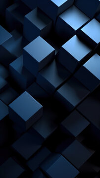Fototapeta Geometric black cubes with blue highlights. Concept of modern structure.