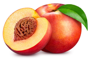 Peach fruit with mango leaf