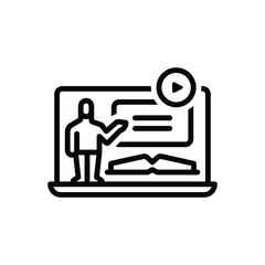Black line icon for e learning 