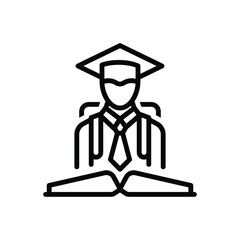 Black line icon for student 