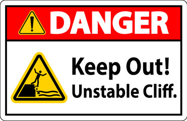 Danger Sign, Keep Out Unstable Cliff