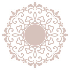 Decorative frame Elegant vector element for design in Eastern style, place for text. Floral beige and white border. Lace illustration for invitations and greeting cards
