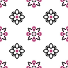 Floral seamless pattern. Seamless pattern with pink and white colors. Fabric for fabric pattern, wallpaper, ceramic and carpet patterns. Traditional Elegance Meets Modern Geometry.