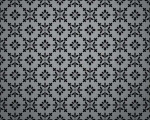 Flower geometric pattern. Seamless vector background. Black and gray ornament. Ornament for fabric, wallpaper, packaging. Decorative print