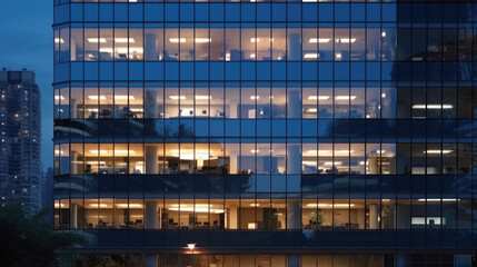 Fototapeta na wymiar Office building with many window, outside view photo