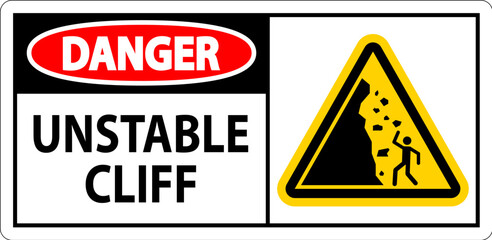 Water Safety Sign, Danger - Unstable Cliff