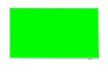 Large green screen LED TV on a white background.
