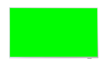 Large green screen LED TV on a white background.
