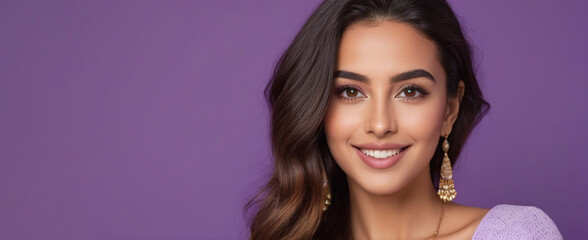 Fototapeta premium Beautiful Moroccan good woman nice fashion half body eye contact
