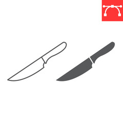 Kitchen knife line and glyph icon, kitchen and cook, knife vector icon, vector graphics, editable stroke outline sign, eps 10