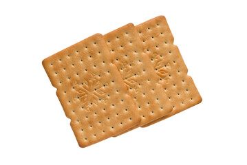 Three crispy delicious crackers cut out on a transparent background, png