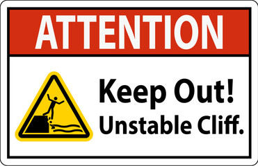 Attention Sign, Keep Out Unstable Cliff