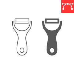 Peeler line and glyph icon, kitchen and kitchenware, potato peeler vector icon, vector graphics, editable stroke outline sign, eps 10
